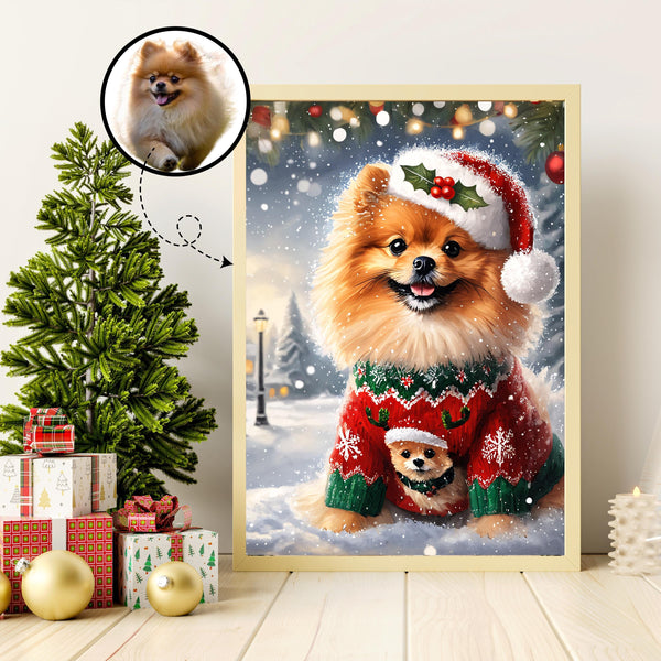 Holiday Pet Portrait, Custom Christmas Dog or Cat Painting, Funny Family Gift, Royal Pet Decor