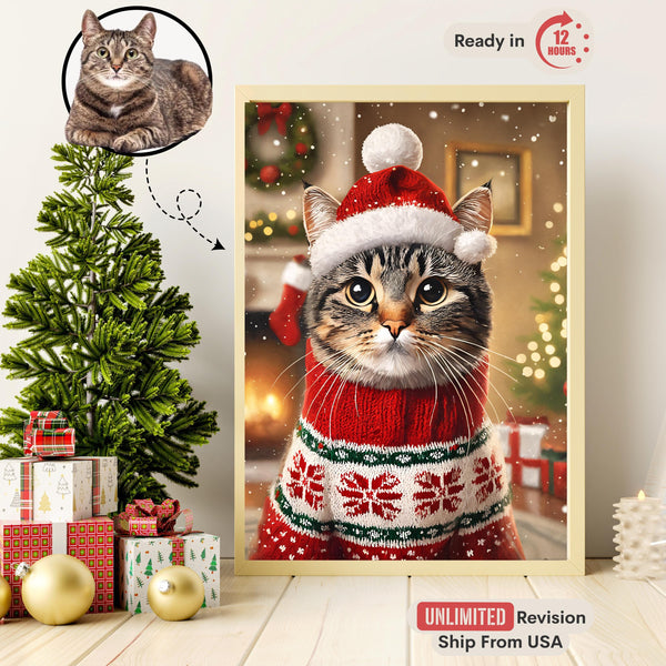 Personalized Christmas Gift, Christmas Pet Portrait , Custom Pet Portrait from Photo, Funny Xmas Animal Painting, Royal Decor