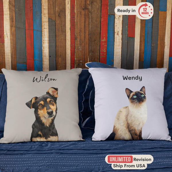 Custom Pet Pillow from Photo, Personalized Dog Pillow, Custom Cat Cushion, Pet Memorial Gift