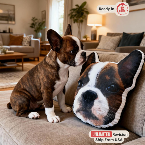 Pet Face Pillow from Photo, Custom Dog Head Cushion, 3D Pet Pillow, Funny Memorial Gift