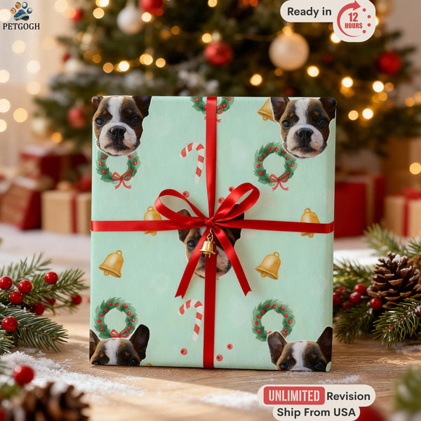 Custom Dog Wrapping Paper for Christmas, Personalized Pet Photo Gift Wrap, Funny Cat Wrapping Paper, Holiday Gift