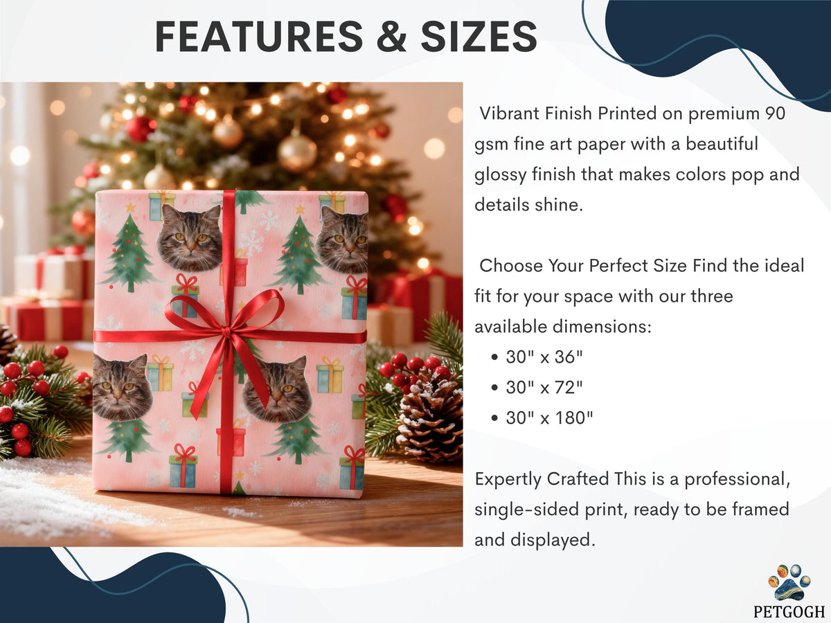 Custom Christmas Pet Wrapping Paper Using Pet Photo Personalized Dog Wrapping Paper Christmas Cat Gift Wrap Custom Pet Gift Wrapping — photo 7 of 11