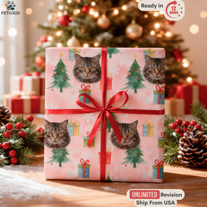 Custom Christmas Pet Wrapping Paper Using Pet Photo Personalized Dog Wrapping Paper Christmas Cat Gift Wrap Custom Pet Gift Wrapping — photo 7 of 11