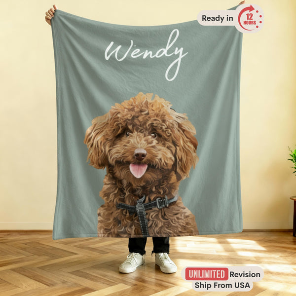 Custom Throw Blanket with Pet Photo, Personalized Dog Portrait, Cozy Cat Blanket, Housewarming Gift