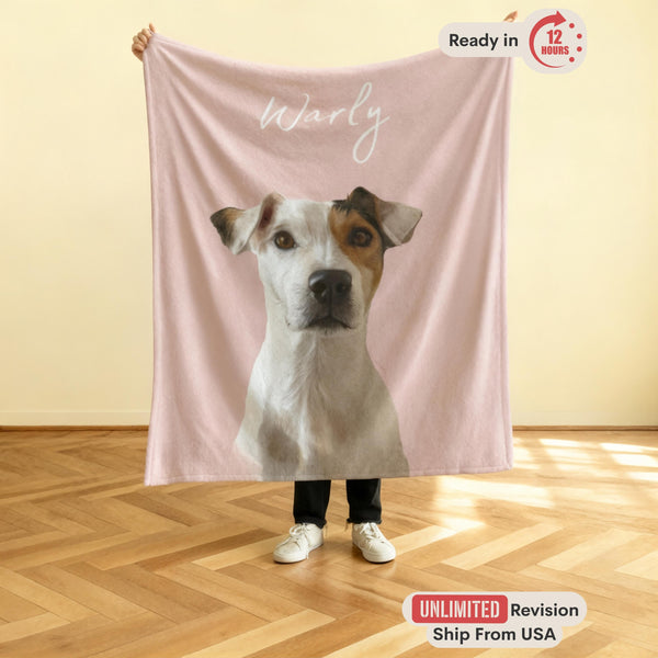 Custom Pet Blanket from Photo, Personalized Dog Throw Blanket, Custom Cat Portrait Blanket, Pet Memorial Gift