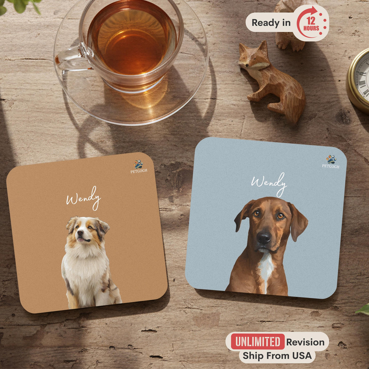 Custom Pet Coaster Using Pet Photo + Name Custom Dog Coaster Personalized Cat Coaster Pet Lover Gift Dog Mom Gift