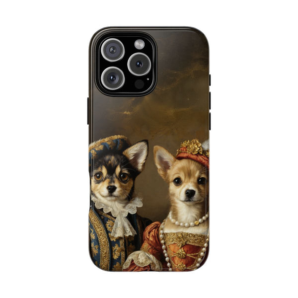 “Custom Chihuahua couple phone case in royal outfits”