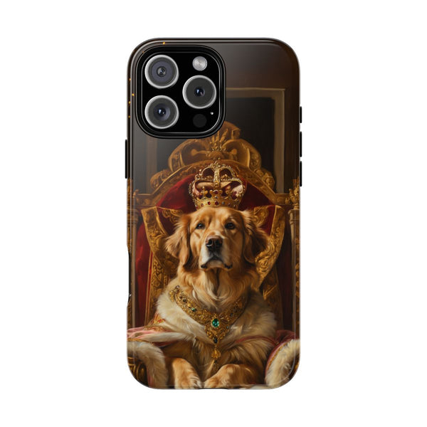 Golden Retriever phone case – custom royal king portrait with crown and throne
