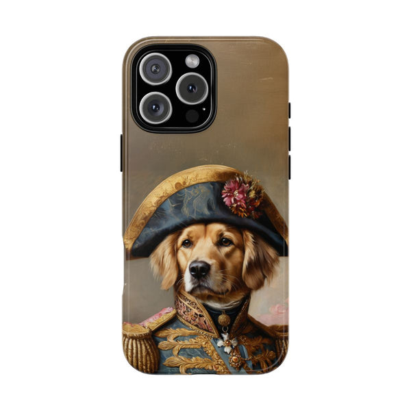 Golden Retriever phone case – royal general portrait with hat and uniform