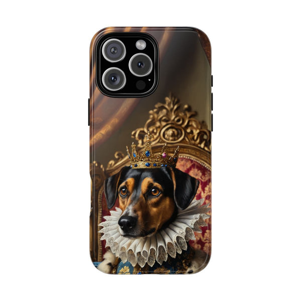 Custom dog phone case – royal portrait with throne and crown