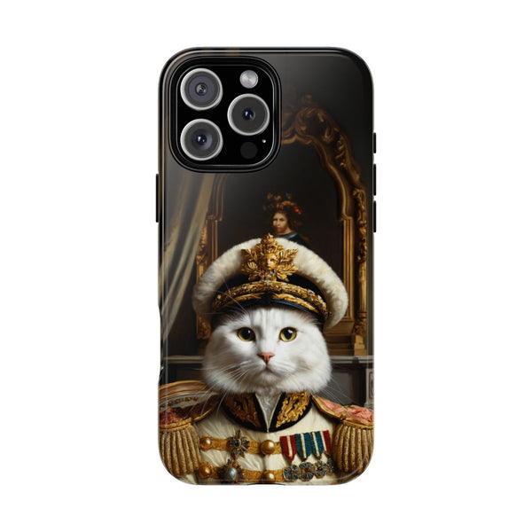 Custom white cat phone case – royal general portrait with medals