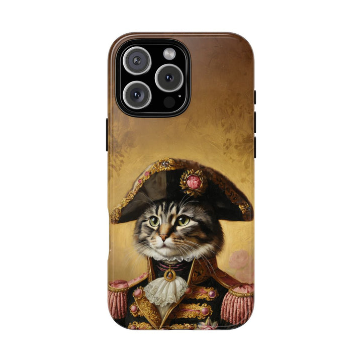 Cat phone case – royal general portrait with Napoleonic hat and uniform