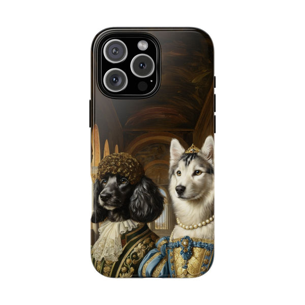 “Custom husky and spaniel royal couple phone case”